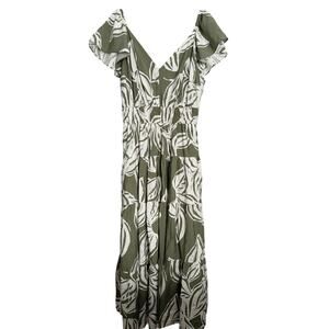 Rachel Zoe, Size XL, Sage Green & White Floral Maxi Sun Dress, Tiered, Relaxed